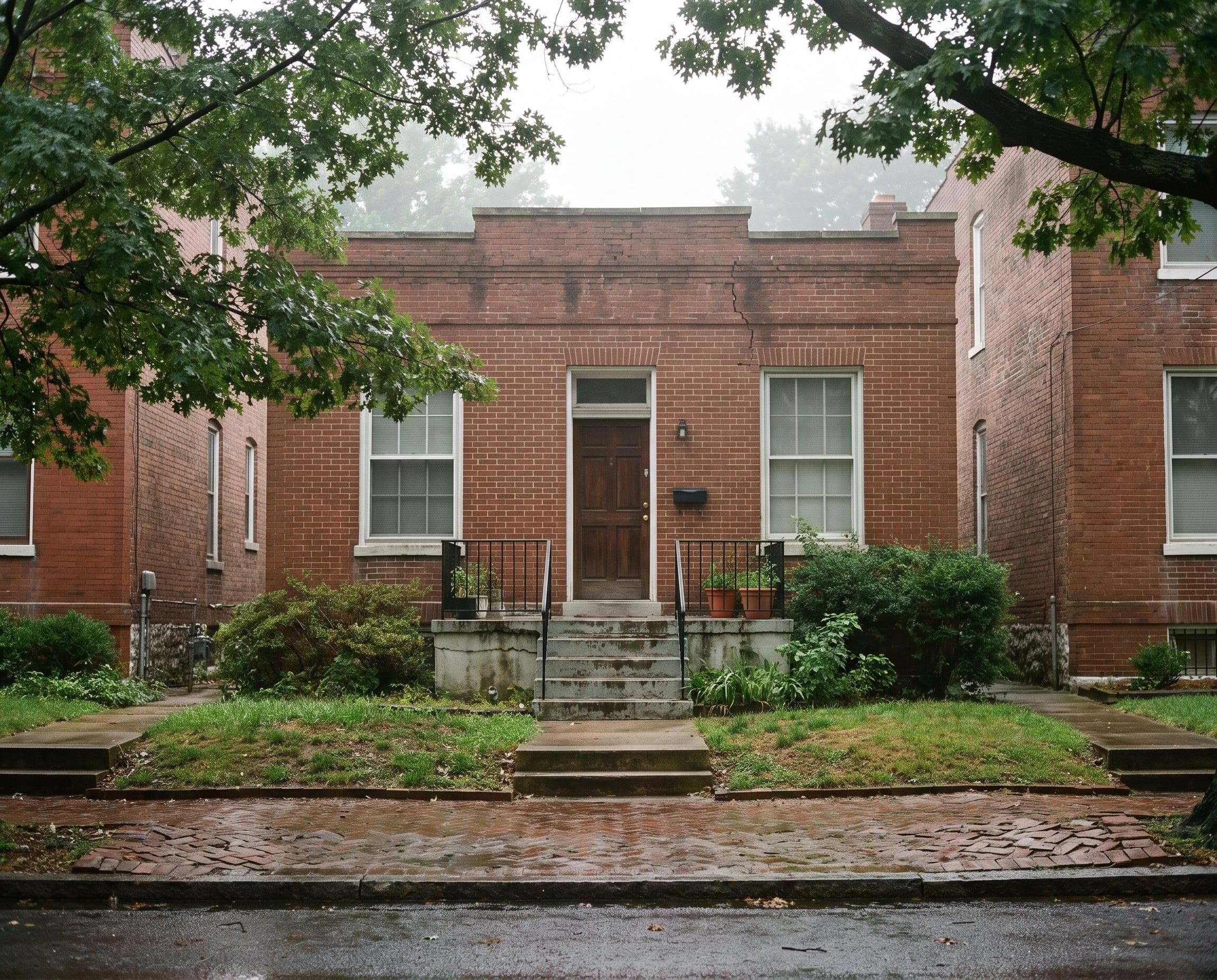 Brick rowhouse, Trinidad NE DC · late afternoon, straight-on